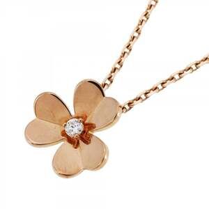 Van Cleef & Arpels Frivole Small Necklace 1PD 18KPG Pink Gold Diamond Women's